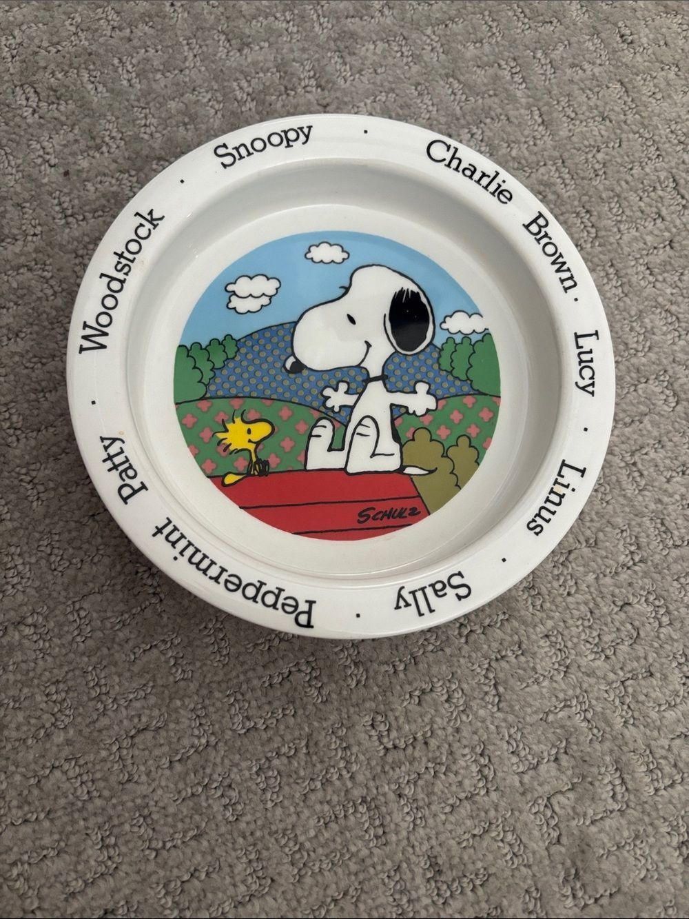 Johnson Bros White Ceramic Round Covered Dish with Snoopy